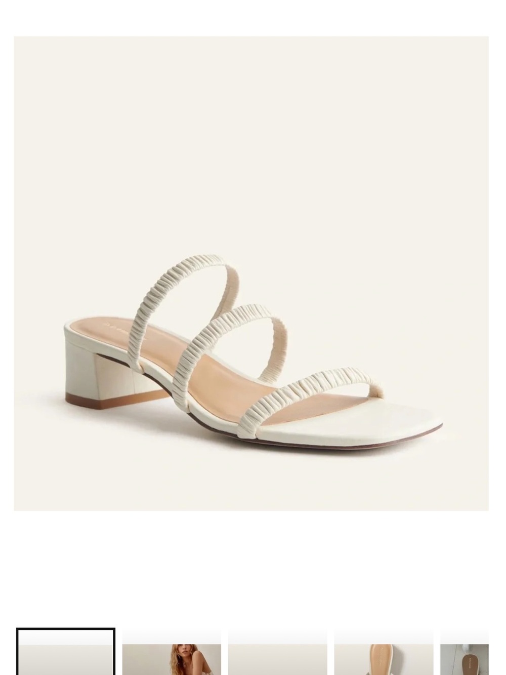 Reformation White Triple-Strap Low Block Heel Sandals